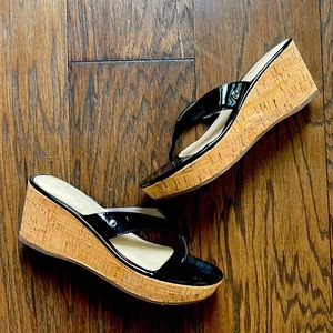 EUC Circus by Sam Edelman Black patent wedge sandals